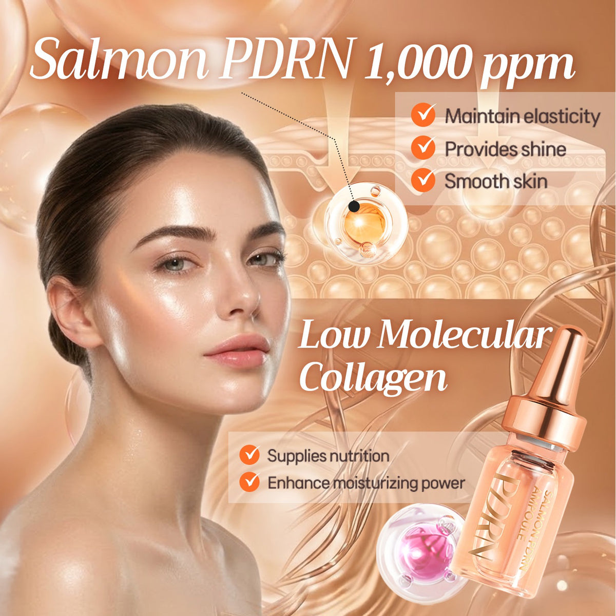 Salmon PDRN Ampoule 28 days - Moisture Skincare Gift Set - Korean Skincare Luxury Premium High-end Hydrating Anti Aging Serum [CELL FUSION C]