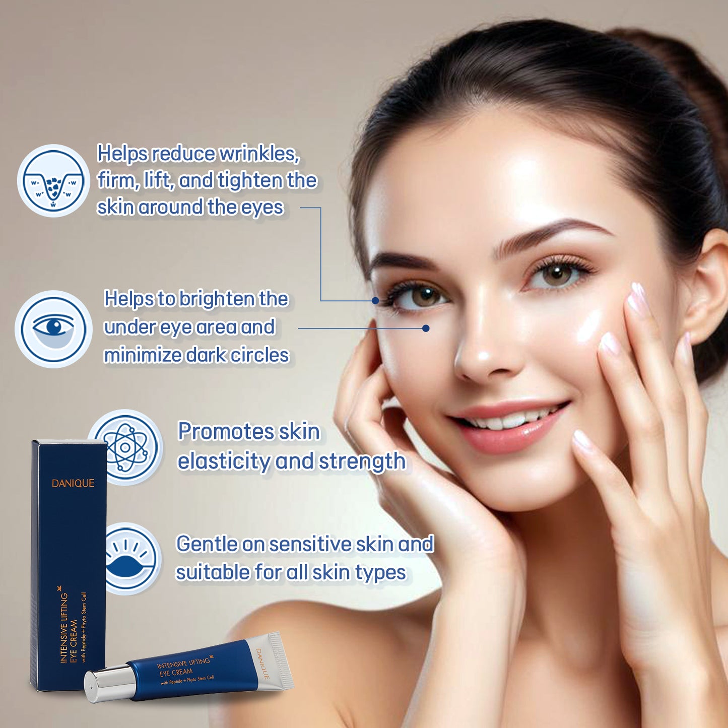 DANIQUE Intensive Lifting Eye Cream – Peptide Phyto Stem Cell, Helps Improve Skin Appearance, Hydrates, and Smooths the Look of Fine Lines