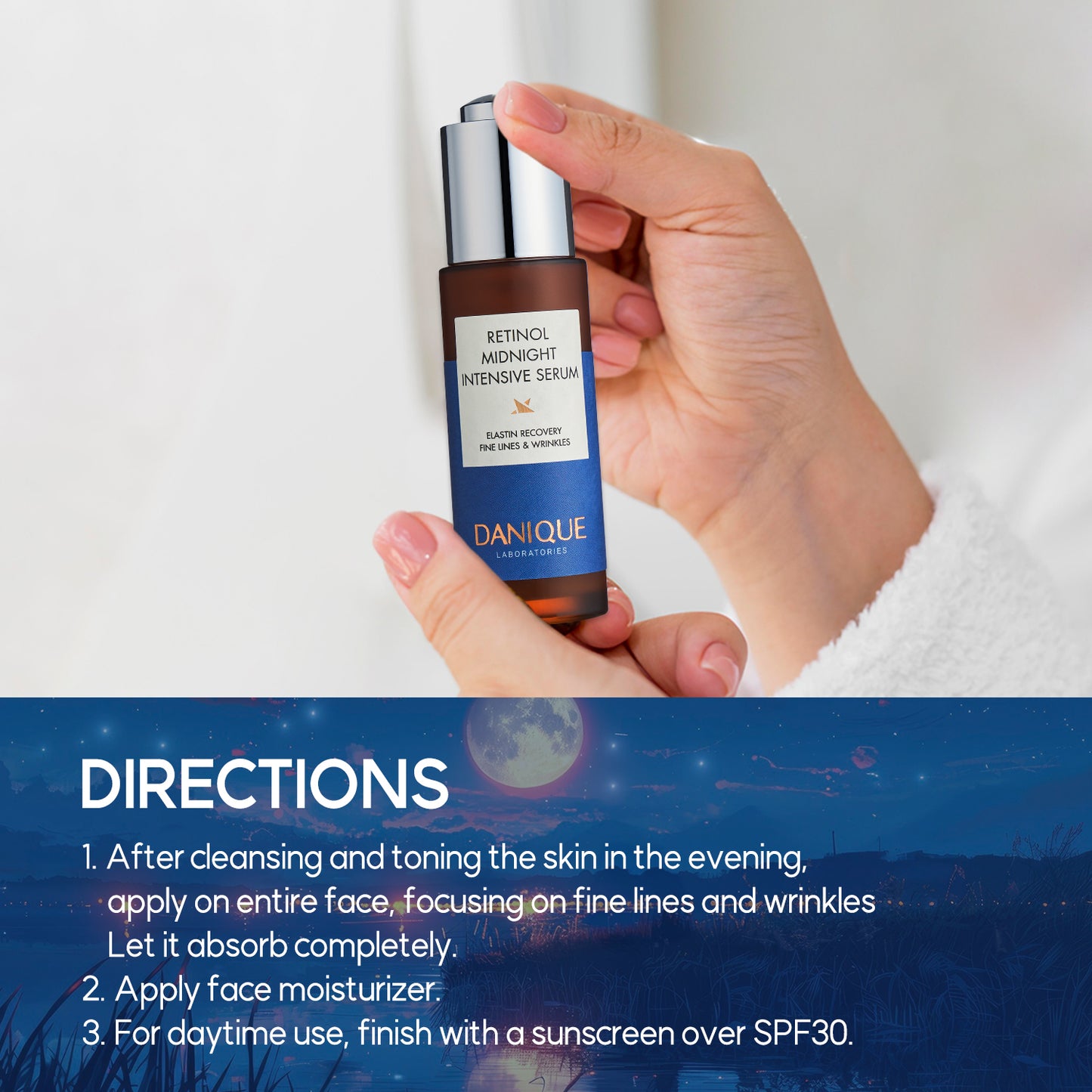 DANIQUE Retinol Midnight Intensive Serum - Stem Cell Advanced Solution for a Youthful Look and Wrinkle Care - 30ml, Korean Skin Care Beauty Serum Booster