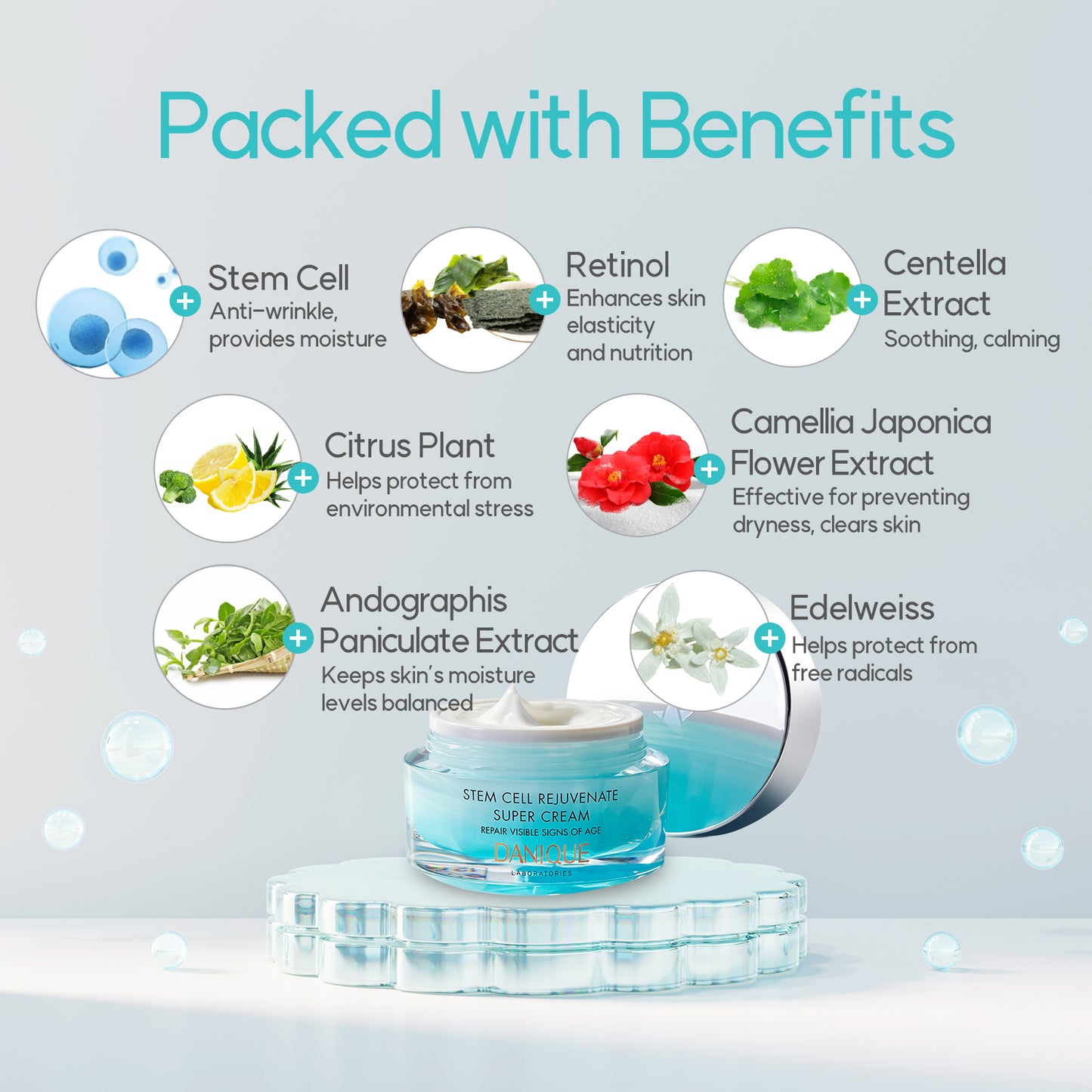 DANIQUE Stem Cell Rejuvenate Super Cream, Korean Skin Care Beauty Cream Booster